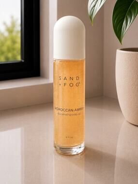 New Sand + Fog Moroccan Amber Illuminating Body Oil 4 oz Shimmer Body Oil